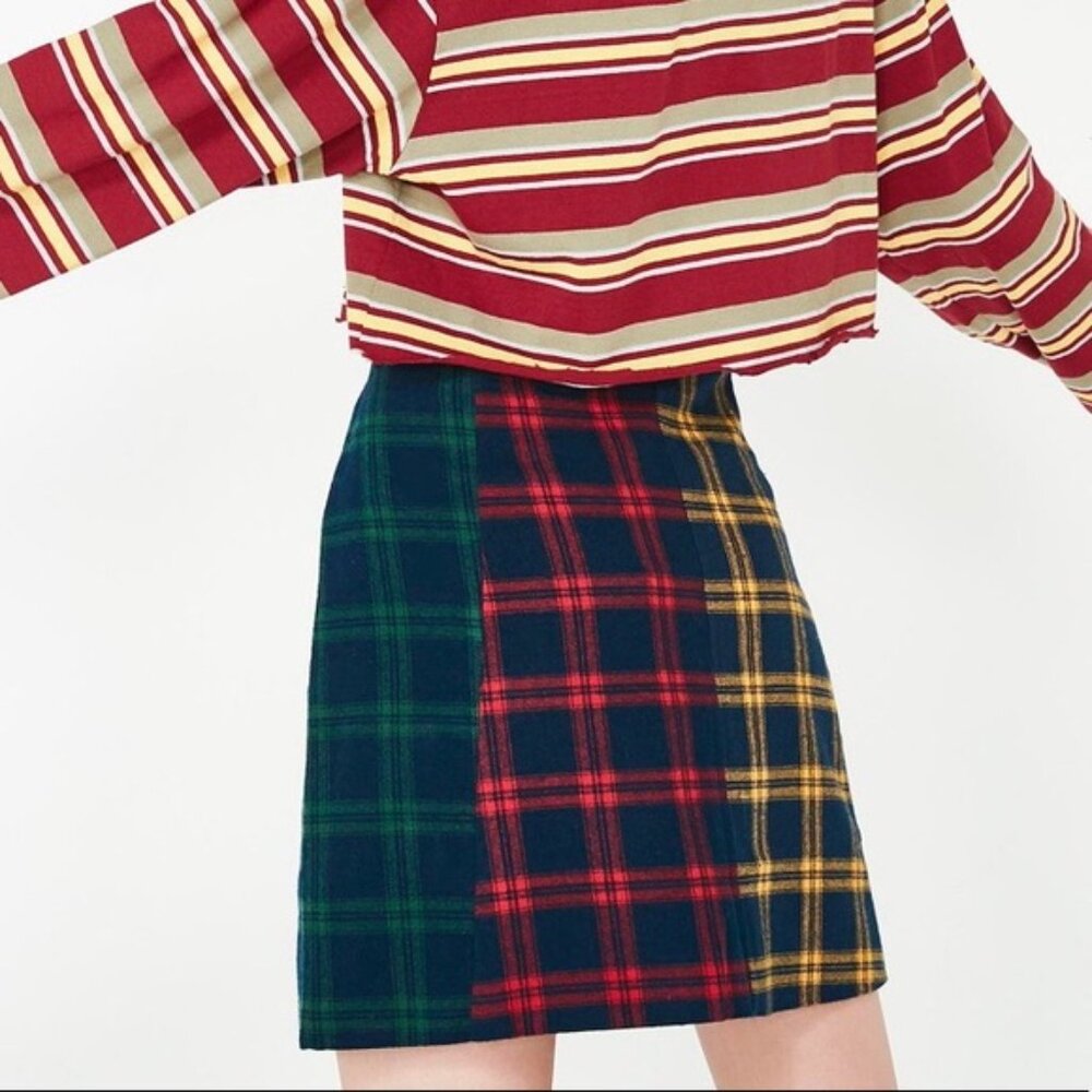 Lazy Oaf Check Panel Skirt Size 28 Mini Multicolo… - image 5